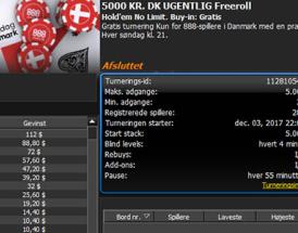 Dalle187 vinder 5000 kr. freeroll turnering #5 hos 888poker.dk